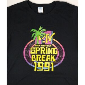 MTV Spring Break 1991 Music‎ Television Ladies XL Black 100% Cotton T-Shirt